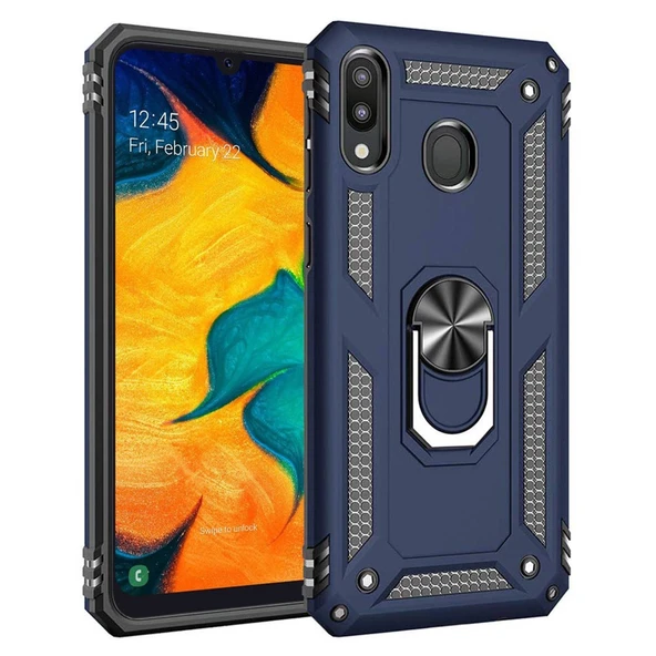 Samsung Galaxy A20 (A205F) Yüzüklü Tank Kılıf Lacivert ürün görseli 1