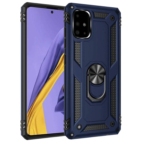 Samsung Galaxy A71 (A715F) Yüzüklü Tank Kılıf Lacivert ürün görseli 1