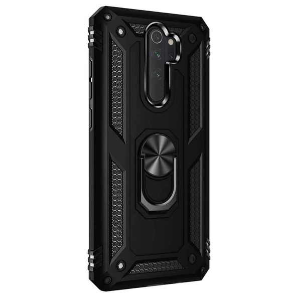Xiaomi Redmi Note 8 Pro Yüzüklü Tank Kılıf Siyah ürün görseli 1