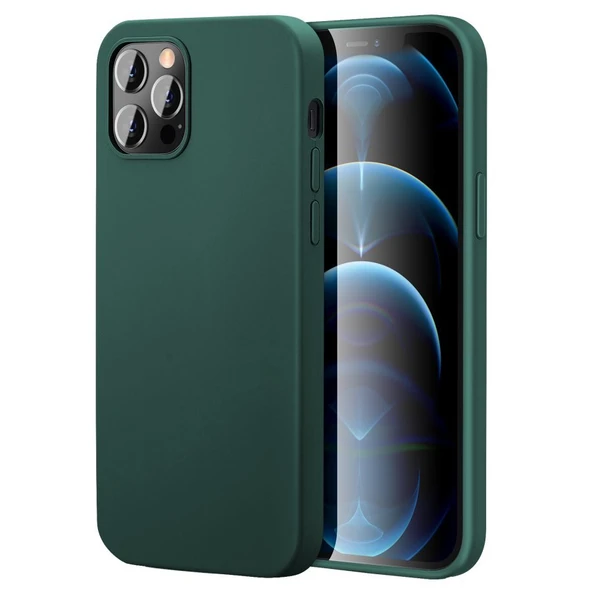 Apple iPhone 12 Pro 6.1'' İnce Mat Silikon Kılıf Haki ürün görseli 1