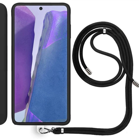 Samsung Galaxy Note 20 (N980F) İp Askılı Silikon Kılıf Siyah ürün görseli 1