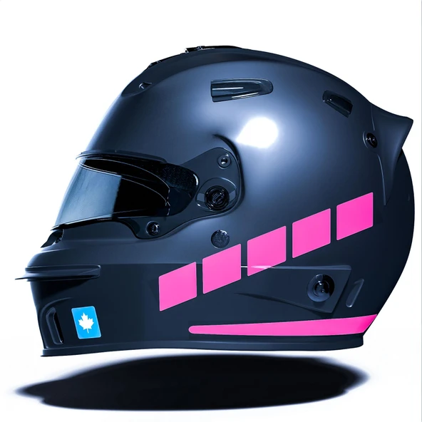 Şerit Tasarımlı Gül Pembesi Motosiklet Kask Sticker Çınar Extreme ürün görseli 1