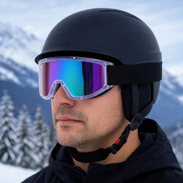 Kayak Gözlüğü Ventilli Güneş Kar Gözlük Gökkuşağı Snowboard Glasses Ekonomik Seri Gözlük ürün görseli 1