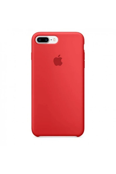 Apple iPhone 7 Plus Uyumlu Logolu Içi Kadife Altı Açık Lansman Kırmızı Silikon Kılıf ürün görseli 1