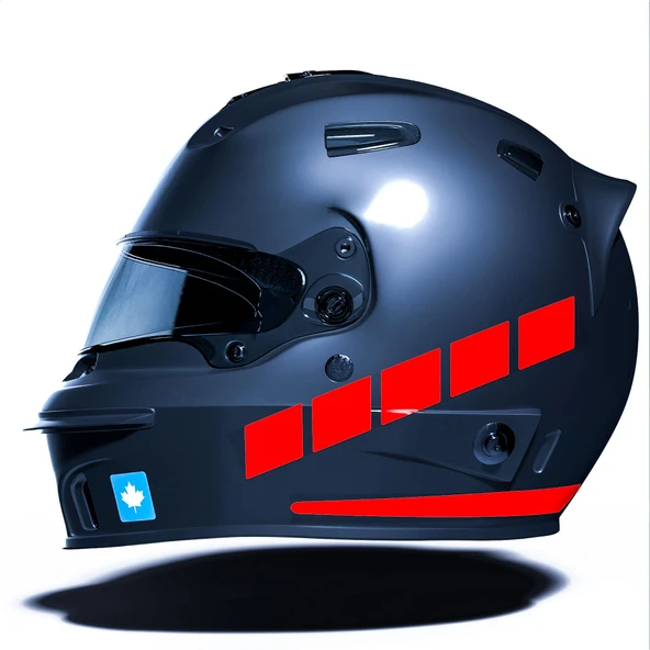 Şerit Tasarımlı Bayrak Kırmızı Motosiklet Kask Sticker Çınar Extreme ürün görseli 1