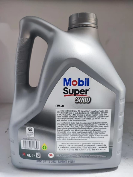 PTTAVM: MOBİL SÜPER 3000 0W-20 TAM SENTETİK MOTOR YAĞI 4 Litre