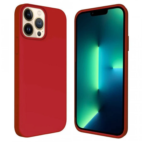 Apple iPhone 14 Pro 6.1'' İçi Kadife Silikon Kılıf Kırmızı ürün görseli 1