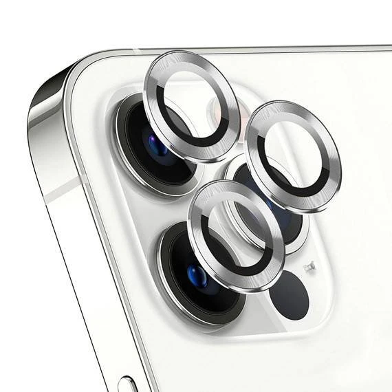 Apple iPhone 14 Pro Max 6.7'' Metal Çerçeveli Kamera Koruma Lensi Gümüş ürün görseli 1