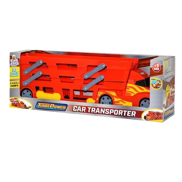 King Toys 3 Katlı 37 Araç Kapasiteli Yarış Parkurlu Taşıyıcı Tır Kırmızı ürün görseli 1