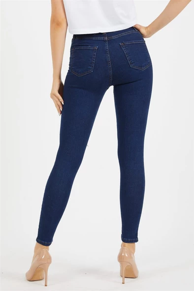 Likralı Bayan Kot Pantolon 22869 - Resim 4