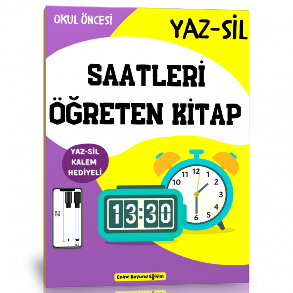 Okul Öncesi Saatleri Öğreten YAZ-SİL Kitabı ürün görseli 1