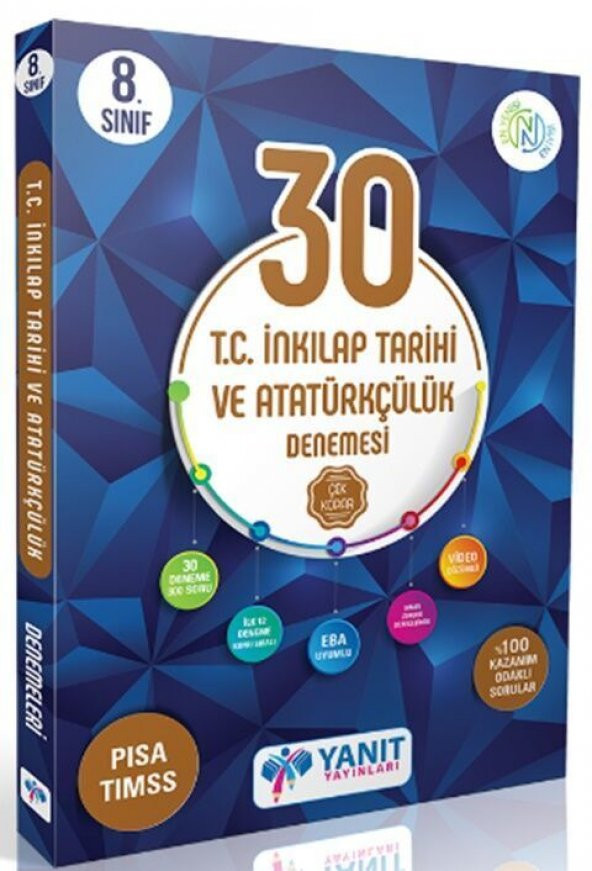 Yanıt Yayınları 8. Sınıf T.C. İnkılap Tarihi ve Atatürkçülük Video Çözümlü 30 Deneme ürün görseli 1
