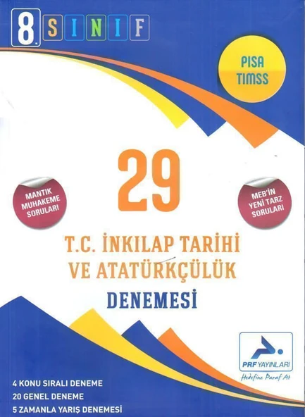 PRF Yayınları 8. Sınıf T.C. İnkılap Tarihi ve Atatürkçülük 29 Denemesi ürün görseli 1