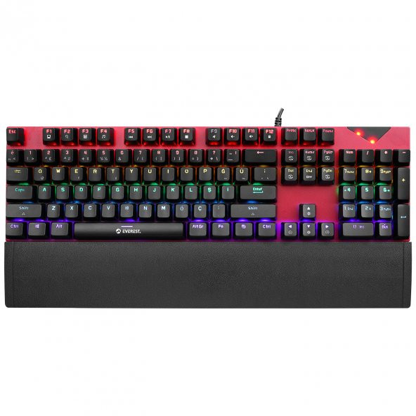 Everest KB-MK7 Kırmızı Bilek Destekli Mekanik Klavye Q Red Switch Gaming Oyuncu Klavyesi ürün görseli 1