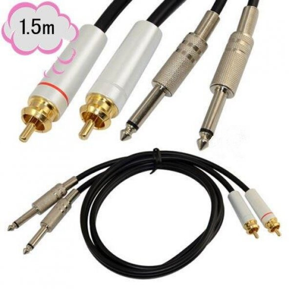 2x RCA to 2x 6.3 mm Mono Kaliteli Kablo 3 Metre ürün görseli 1