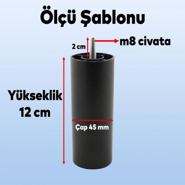 Mobilya Kanepe Sehpa TV Ünitesi Koltuk Orta Destek Ayağı 12 cm Siyah Baza Ayak ürün görseli 1