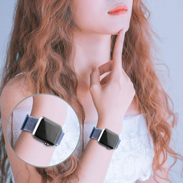 E2M APPLE WATCH 38-40MM KRD-03 HASIR AÇIK MAVİ - Resim 4
