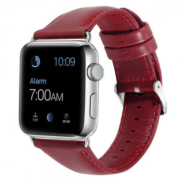 E2M APPLE WATCH 42-44MM KRD-10 DERI KIRMIZI KORDON ürün görseli 1