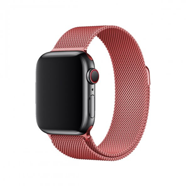 E2M Apple Watch 42-44mm KRD-01 Metal Hasır Koyu Pembe Kordon ürün görseli 1