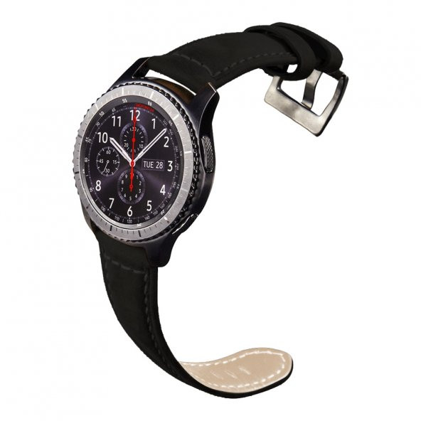 E2M Huawei Watch 22mm KRD-21 Süet Siyah Kordon - Resim 3