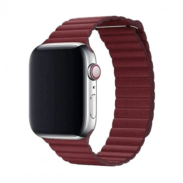 E2M APPLE WATCH 38-40MM KRD-06 DERI BÜKME BORDO KORDON ürün görseli 1