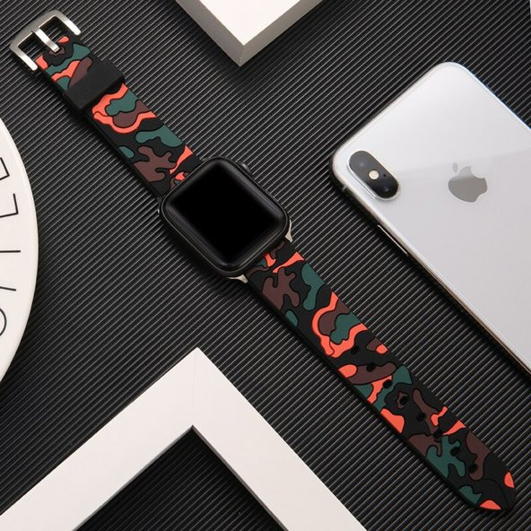E2M Apple Watch 42-44mm KRD-24 Kamuflaj Yeşil Kord ürün görseli 1