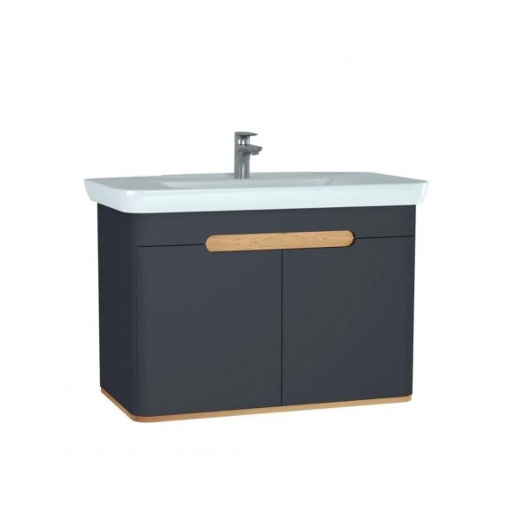 Vitra Sento 100cm Antrasit Banyo Dolabı Alt Modül ve Lavabo 60811 ürün görseli 1