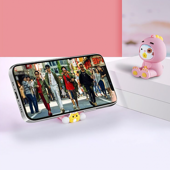 E2M SEVİMLİ KEDİ ANAHTARLIKLI TELEFON STANDI PUDRA ürün görseli 1