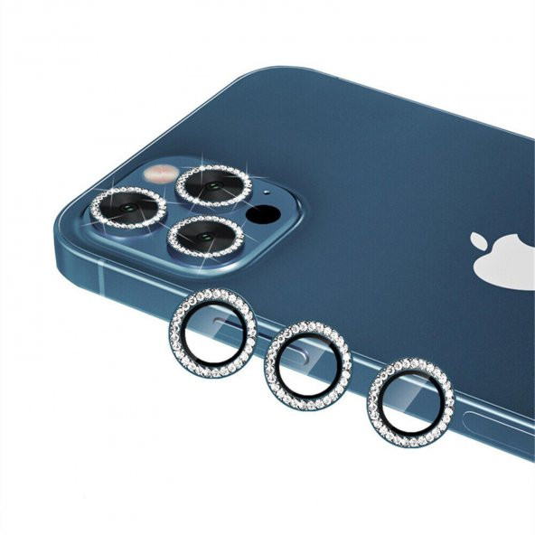 Binano Iphone 11 Pro/11 Pro Max/12 Pro Taşlı Mavi Kamera Koruyucu ürün görseli 1