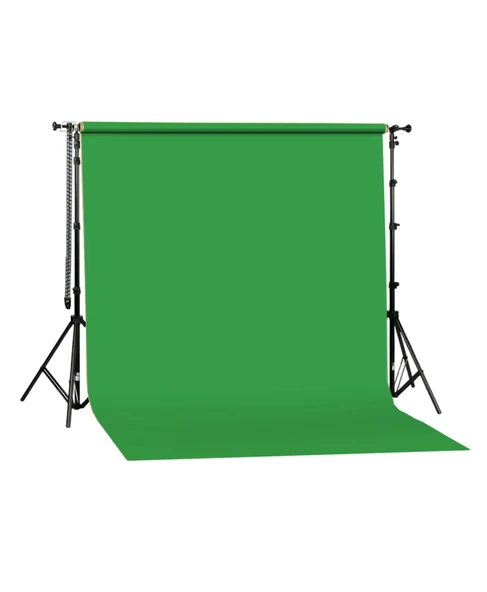 GDX Seyyar Yeşil Kağıt Fon Seti 2.70x11m Standlı Zincir Mekanizmalı Green Screen Chroma Key ürün görseli 1