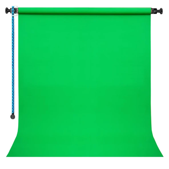 GDX Sabit Yeşil Kağıt Fon Seti 2.70x11m Makaralı Duvar Tavan Tipi Green Screen Stüdyo Seti ürün görseli 1