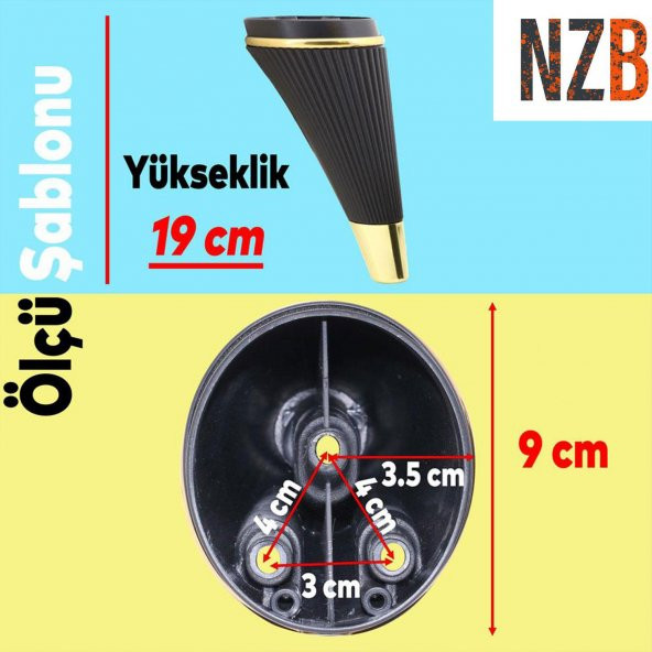 Lüks Mobilya Kanepe Sehpa TV Ünitesi Koltuk Ayağı 19 cm Siyah Gold Baza Ayak ürün görseli 1