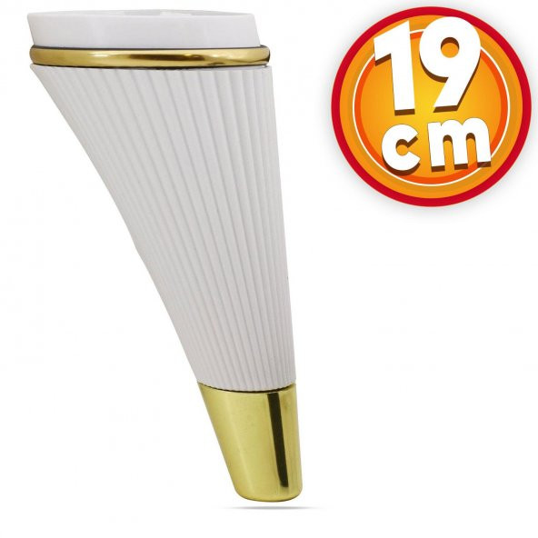 Lüks Mobilya Kanepe Sehpa TV Ünitesi Koltuk Ayağı 19 cm Beyaz Gold Baza Ayak ürün görseli 1