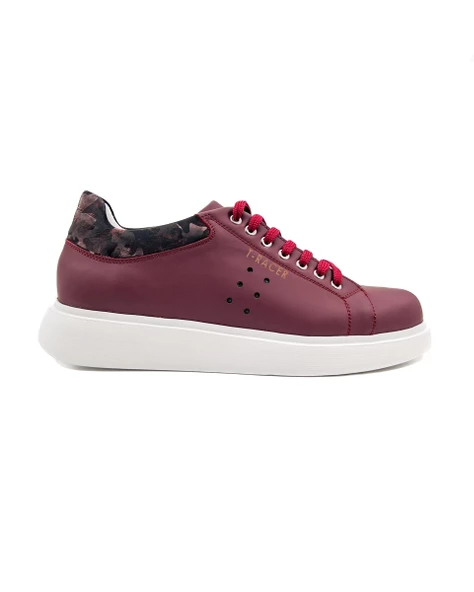 T-Racer Hakiki Deri Bordo Erkek Sneaker ürün görseli 1