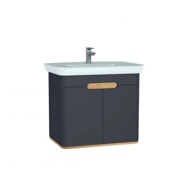 Vitra Sento 80cm Mat Antrasit Banyo Dolabı Alt Modül ve Lavabo 60809 ürün görseli 1