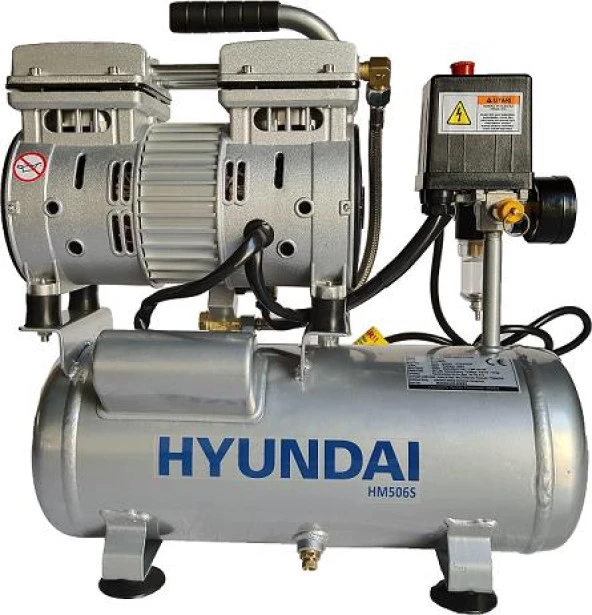 Hyundai HM506S Sessiz & Yağsız Hava Kompresörü 550W 6 Lt ürün görseli 1