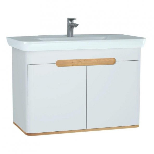 Vitra Sento 100 cm Mat Beyaz Kapaklı Banyo Dolabı Alt Modül Lavabo 60787 ürün görseli 1
