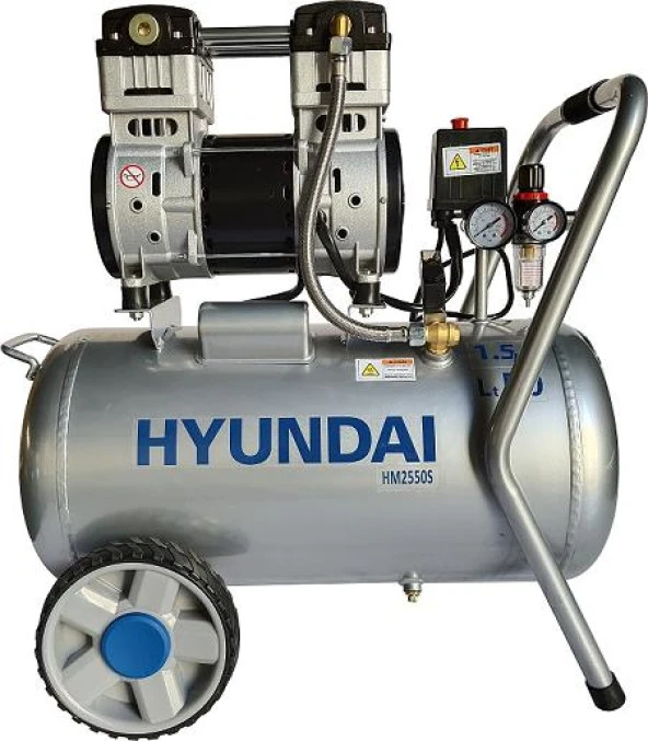 Hyundai HM2550S Sessiz & Yağsız Hava Kompresörü 1100W 50 Lt ürün görseli 1