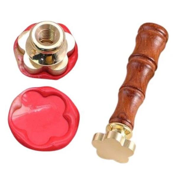 Boş Mum Mühür Pirinç Damga Başlığı 5 Yapraklı Çiçek 24x284mm ürün görseli 1