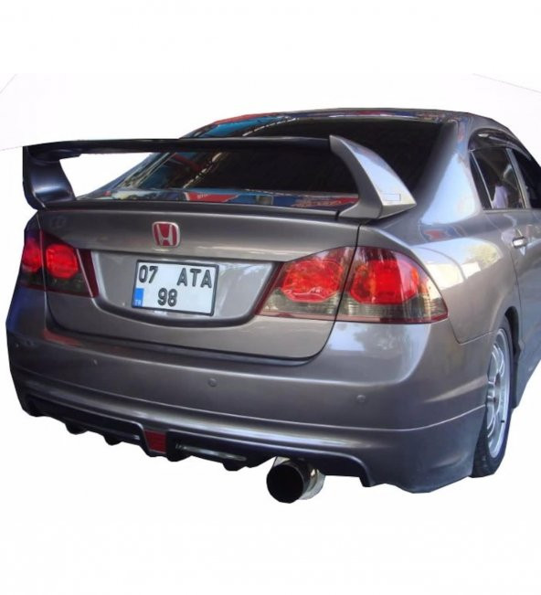 Honda Civic FD6 (2006-2011) Mugen RR Tek Çıkış Arka Tampon Eki - Difüzör (Plastik) ürün görseli 1