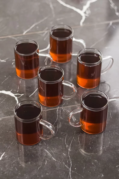 6'LI Borosilikat Isıya Dayanıklı Termısıl Cam Kupa Bardak (6 X 200 ml) ürün görseli 1