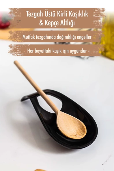 Akrilik Siyah Tezgah Üstü Kirli Kaşıklık & Kepçe Altlığı ürün görseli 1