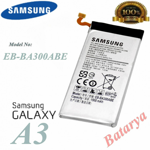 Samsung Galaxy A3 Batarya Eb-Ba300Abe Batarya Servis Ürünü 1900mAh ürün görseli 1
