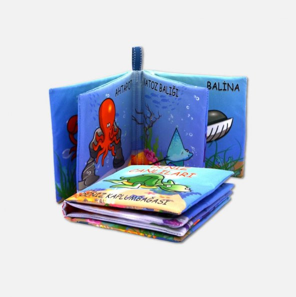Tox Deniz Canlıları Kumaş Sessiz Kitap T059 - Bez Kitap , Eğitici Oyuncak , Yumuşak ve Hışırtılı ürün görseli 1