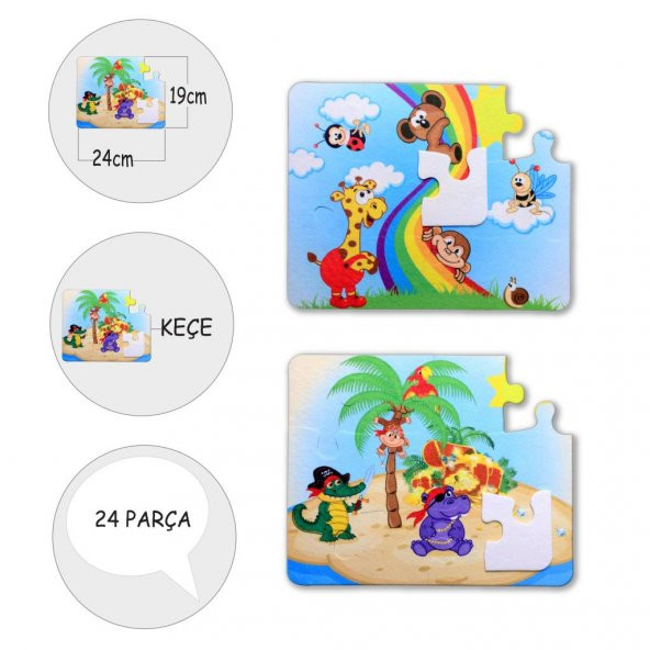 Tox Gökkuşağı 3+ Keçe Yapboz - 3 Yaş Puzzle T042 ürün görseli 1