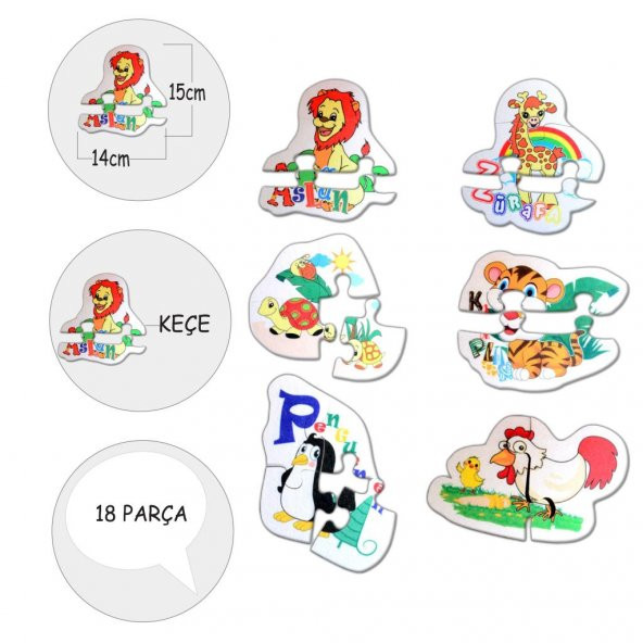 Tox Hayvanlar 2+ Keçe Yapboz - Puzzle T003 - Resim 4