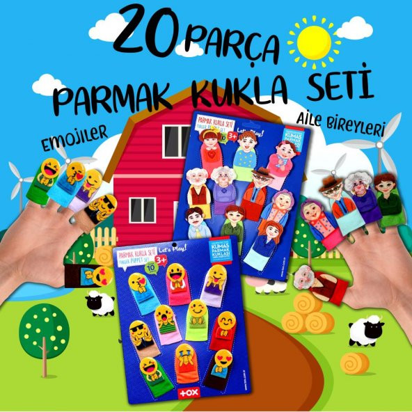 2 Set - 20 Parça Tox Emojiler ve Aile Bireyleri Parmak Kukla T106 T752 ürün görseli 1