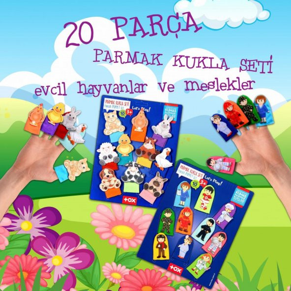 2 Set - 20 Parça Tox Evcil Hayvanlar ve Meslekler Parmak Kukla T772 T761 ürün görseli 1