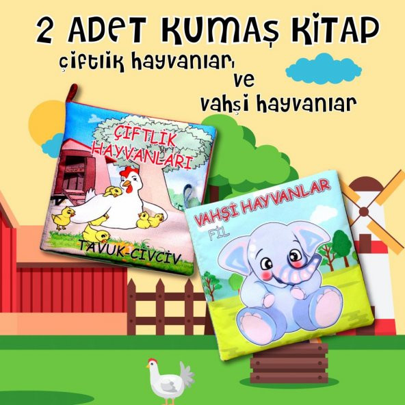 2 Kitap Tox Çiftlik Hayvanlar ve Vahşi Hayvanlar Kumaş Sessiz Kitap T058 T111 - Bez Kitap , Eğitici Oyuncak , Yumuşak ve Hışırtılı ürün görseli 1