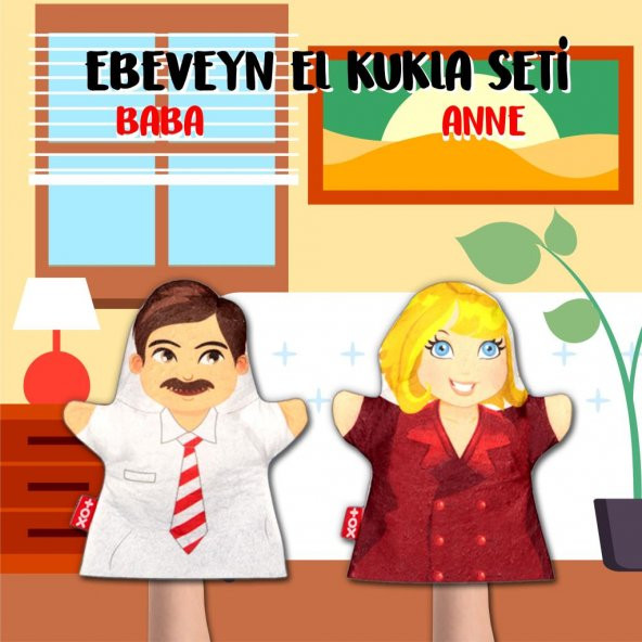 2 Parça Tox Ebeveyn El Kukla Set , Eğitici Oyuncak - Resim 2